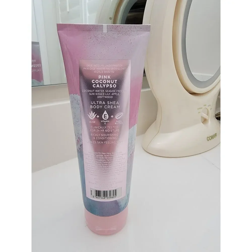 Bath and Body Works Pink Coconut Calypso Body Cream and Body Spray Set